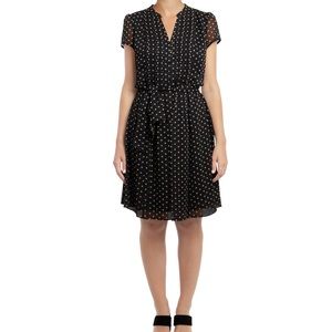 MSK Size 6 Black & White Polka Dot Fit/Flare Dress